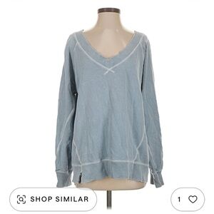 Women's Blue V-Neck Top